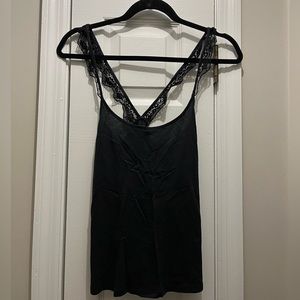 Aerie Black Lacy Strap Tank Top